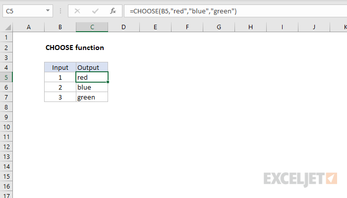 Excel CHOOSE function Exceljet